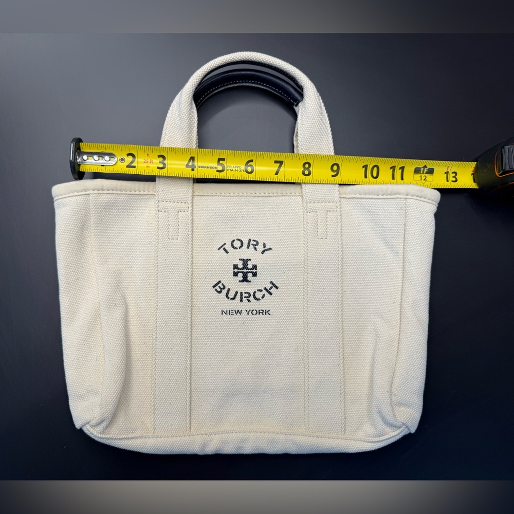 TORY BURCH *NWOT* Mini Mercer Canvas Tote Bag in Natural - Picture 9 of 11